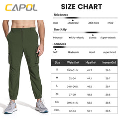 Capol Men's Hiking Cargo Pants Stretch Joggers Lightweight Tactical Travel Work Fishing Outdoor Causal Trousers with Pockets