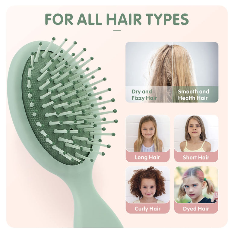 Oval Hair Brush Hair Detangler, Baytion Hair Brushes for Kids 2Pcs, Mini Hair Brushes for Wet Dry Curly Hair, Hair Comb Scalp Massager for Reducing Hair Breaking