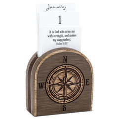 Compass Know The Plans Natural Brown 3 x 3 Resin Stone Perpetual Desk Calendar