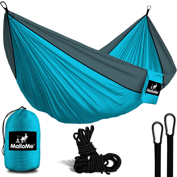 MalloMe Camping Hammock with Ropes - Heavy Duty Outdoor Hammocks Portable Hammock 1 & 2 Two Person Double Hammock - Amacas Hamacas para Adultos & Kids Backpacking Tree Hamock Hammok Hamic Small Large