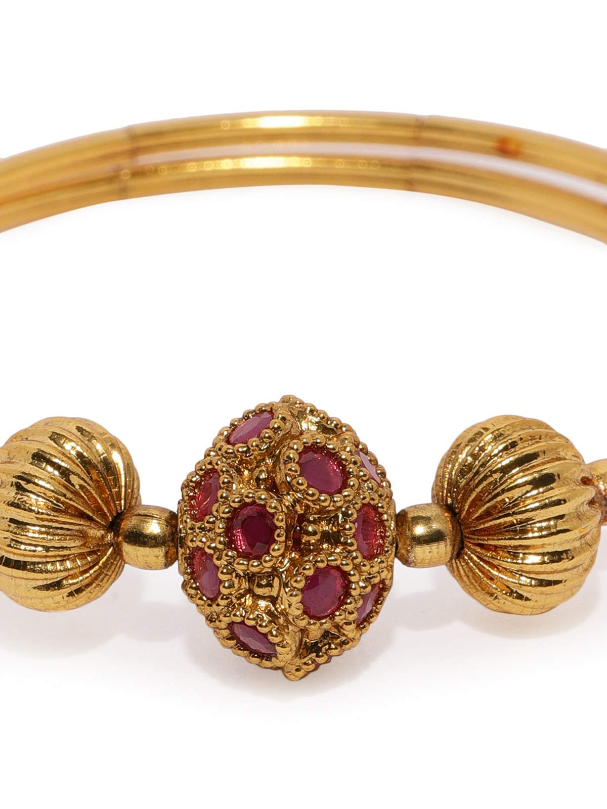 ZAVERI PEARLS Gold Tone Ethnic Adjustable Metal Gold Plated Stones & Beads Kada For Women-ZPFK8440