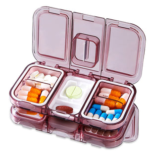 Pill Box with 4 Compartments, Travel Pill Box, Pill Box with Tablet Divider (Pink)