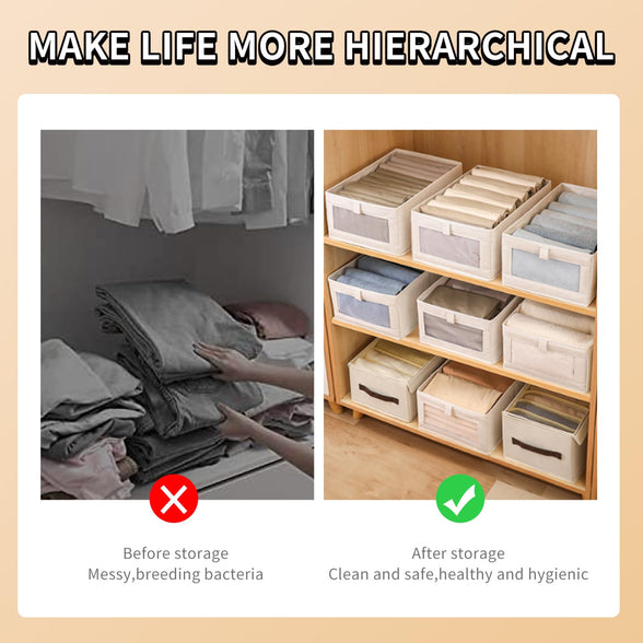 Wardrobe Clothes Organizer, 2pcs Jeans Storage Box, Visible Drawer Organizers for Clothing, Foldable Closet Storage Basket, Washable Drawer Box for Clothing, T-Shirt, Pants, Toys & Books (2Pcs)