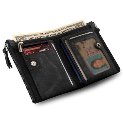 Otto Angelino Men's OTTO253 Travel Accessory-Bi-Fold Wallet, Black, One size