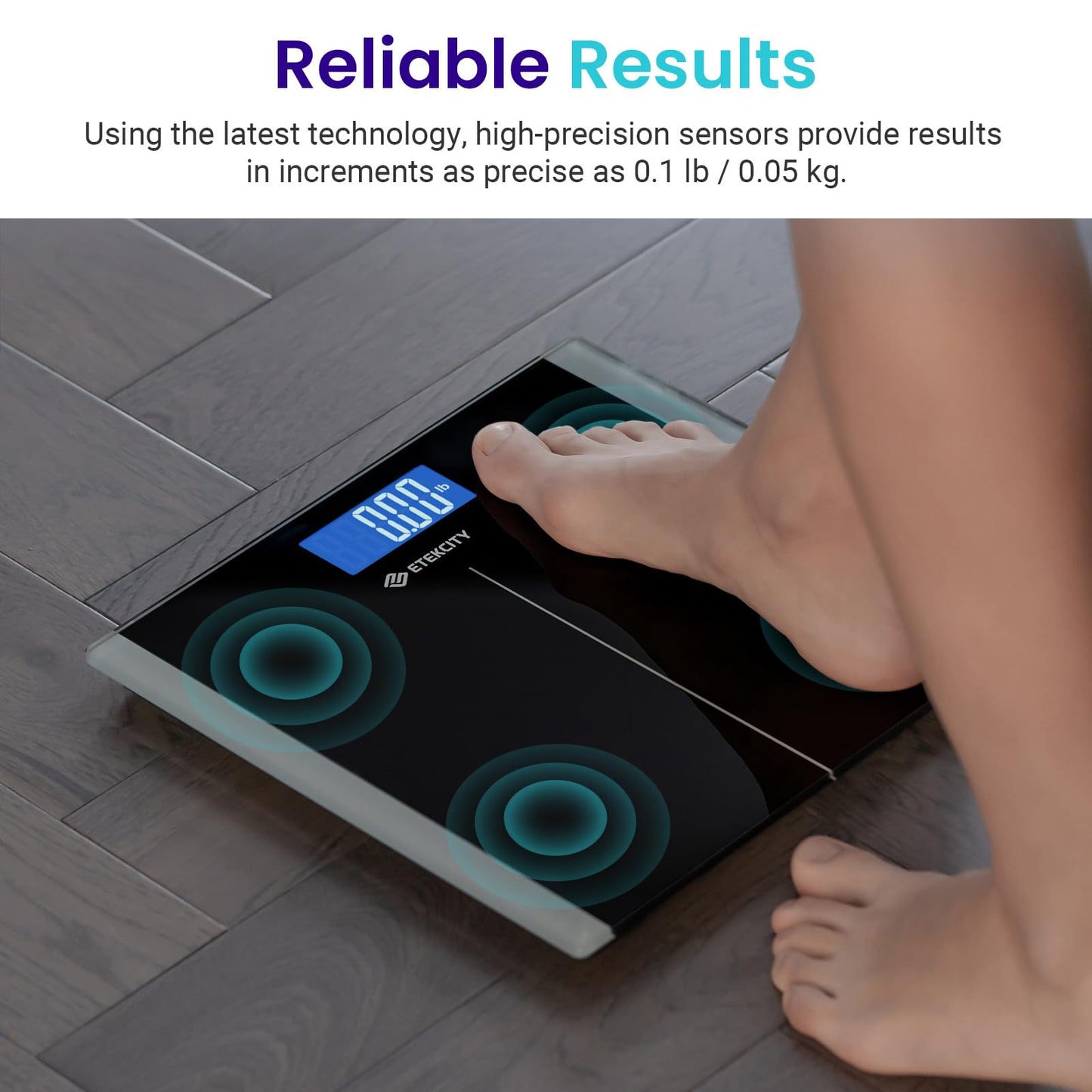 Etekcity Bathroom Scale for Body Weight, Highly Accurate Digital Weighing Machine for People, Large Size and Backlit LCD Display, 6mm Tempered Glass, 400 Pounds