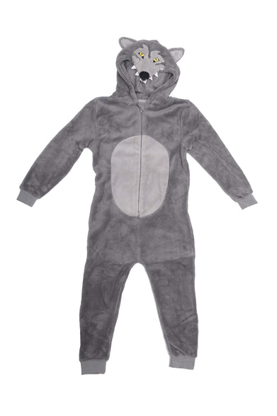 GladRags Boys Girls Kids Wolf Onesie Size Age 7-8 Years Fleece Animal Jumpsuit Playsuit Character Soft Plush with Tail