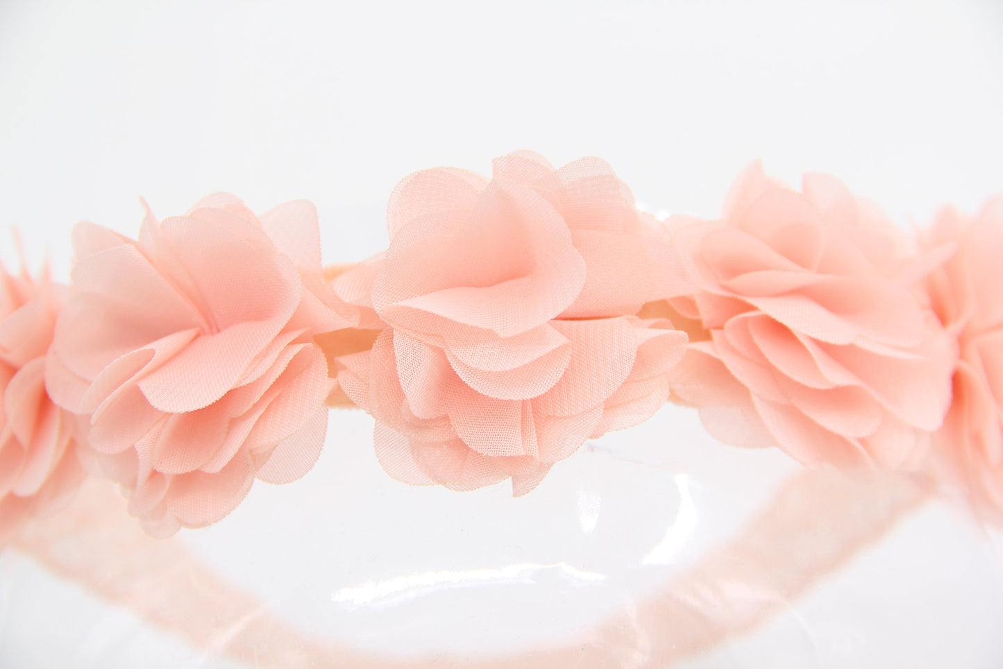 Baby Toddler Elastic Chiffon Flower Headbands Princess Girls Hand Sewing Beads Flower Headwear Nylon (QJ11 White pink)