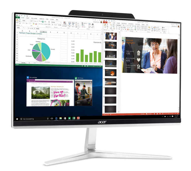 Acer Aspire Z24-890-UA91 AIO Desktop, 23.8 inches Full HD, 9th Gen Intel Core i5-9400T, 12GB DDR4, 512GB SSD, 802.11ac Wifi, USB 3.1 Type C, Wireless Keyboard and Mouse, Windows 10 Home, Silver