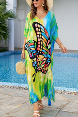 YouKD Women's Summer Bohemian Kaftan Plus Size Robe Beach Coverup Dress One Size Bathrobes