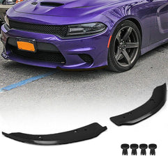 Pair of Front Bumper Lip Protection Cover, Splitter Protector Compatible with Dodge 2015-2021 Charger SRT/Scat Pack Models (Black)