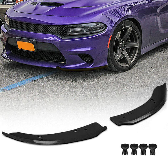 Pair of Front Bumper Lip Protection Cover, Splitter Protector Compatible with Dodge 2015-2021 Charger SRT/Scat Pack Models (Black)