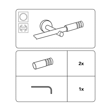 Gardinia Cylinder, 2 x End Pieces, Metal, Silver, for Curtain Technique Diameter 19 mm, Ø