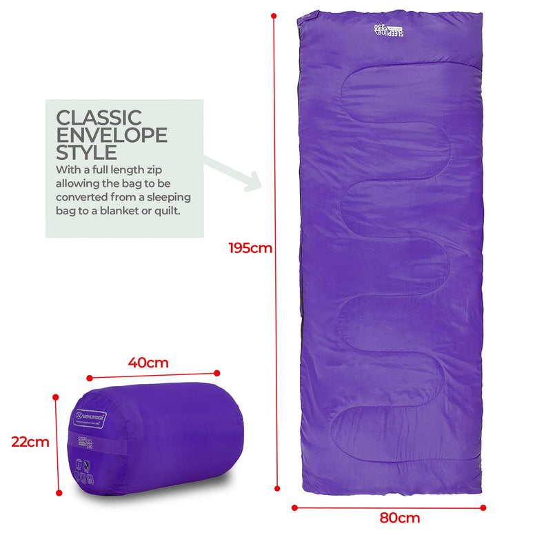 1.1kg Lightweight Sleeping Bags For Adults - 2 Season Envelope Style - Warm Snuggle Sleeping Bag by HiGHLANDER