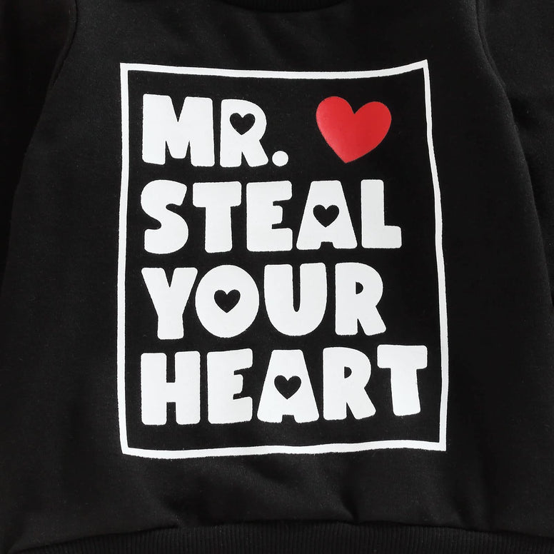 Eadrioss Toddler Baby Boys  Valentine's Day Outfit MR. Steal Your Heart Sweatshirt Spring Valentines Clothes Top  0-6 month