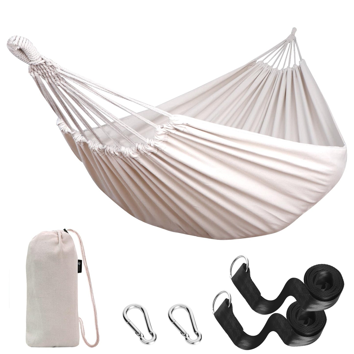 Anyoo Garden Cotton Hammock Comfortable Fabric Hammock with Tree Straps for Hanging Durable Hammock Up to 450lbs Portable Hammock with Travel Bag,Perfect for Camping Outdoor/Indoor Patio Backyard