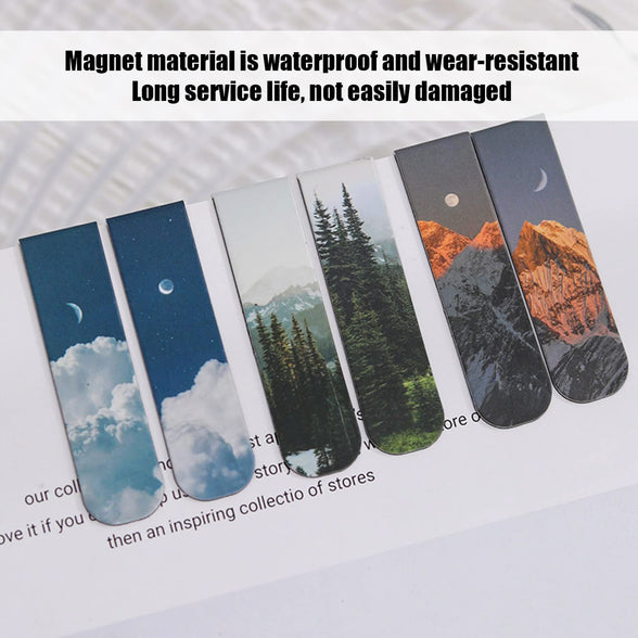 Magnetic Bookmarks, 10pcs Magnet Page Markers Landscape Pattern Assorted Page Clips Book Markers for Students Teachers Book Lovers Book Club Library