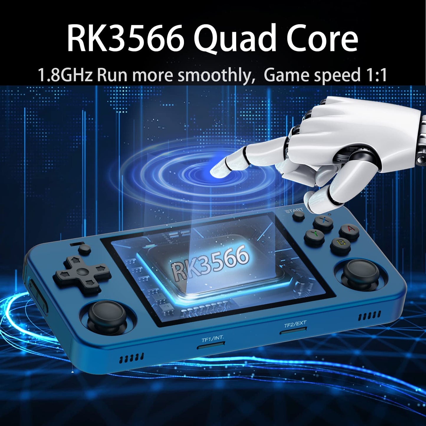 RG353M Handheld Game Console Built-in 64G Card 4452 Games, Aluminum Alloy Shell and 3.5 inch IPS Multi-Touch Screen,Dual OS Android 11 and Linux Support 5G WiFi 4.2 Bluetooth Streaming and HDMI