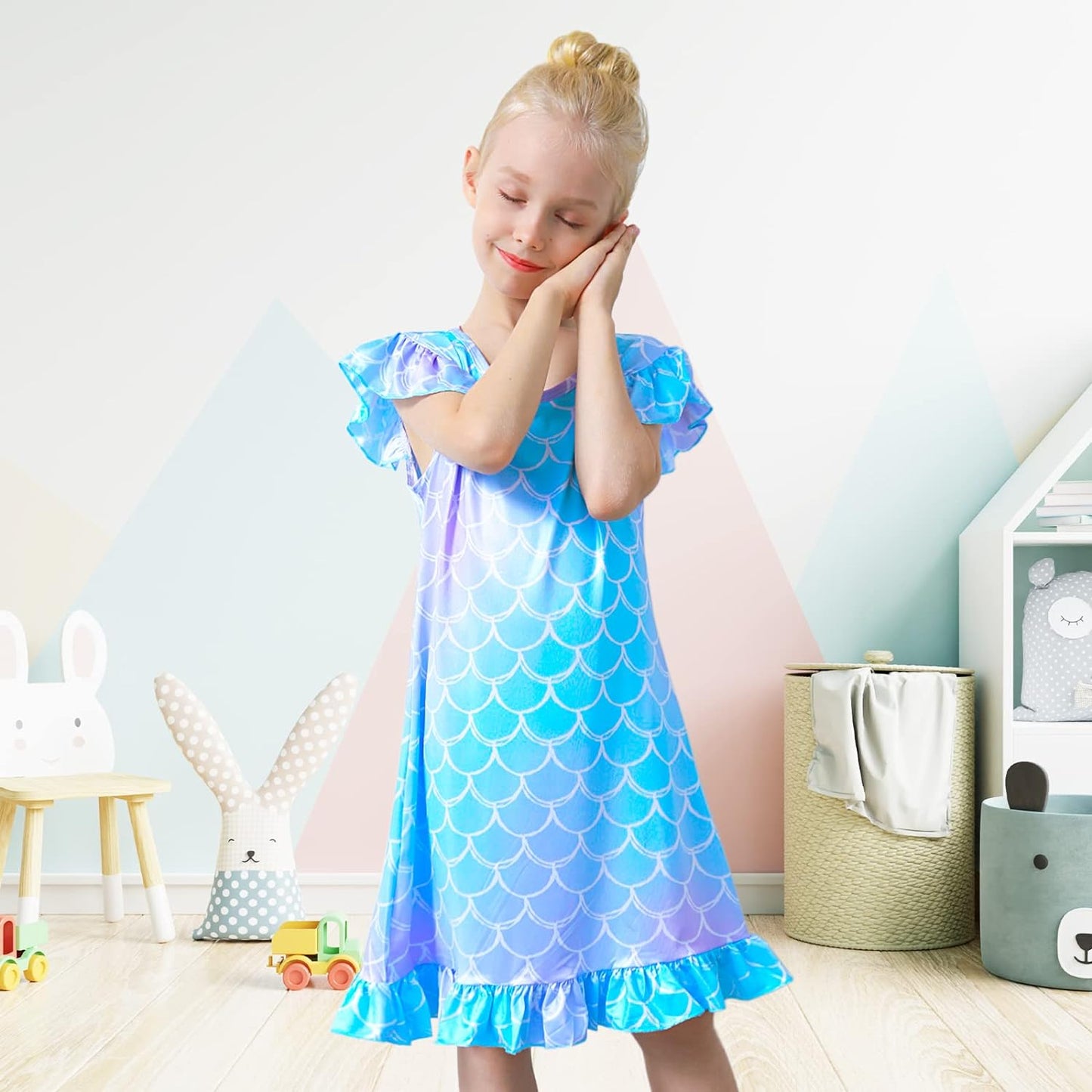 Fiodrimy Girls Nightgowns Unicorn Sleepwear Night Sleep Dress Pajamas Little Kids Toddler Soft Nightgown