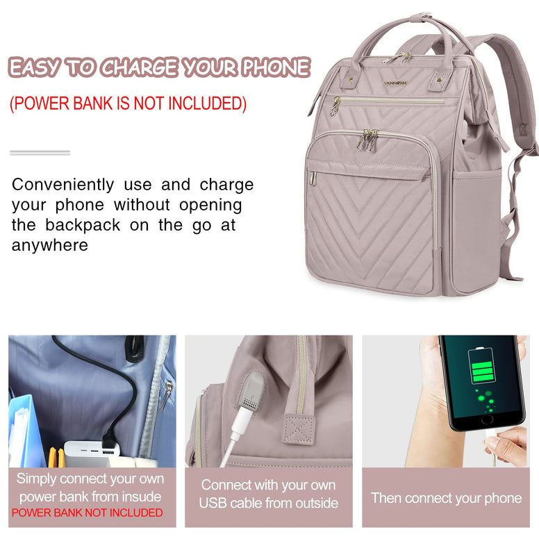 VANKEAN Laptop Backpack 15.6 Inches Stylish School Computer Backpack Doctor Bag Water Repellent College Casual Daypack with USB Port Travel Business Work Bag for Men/Women