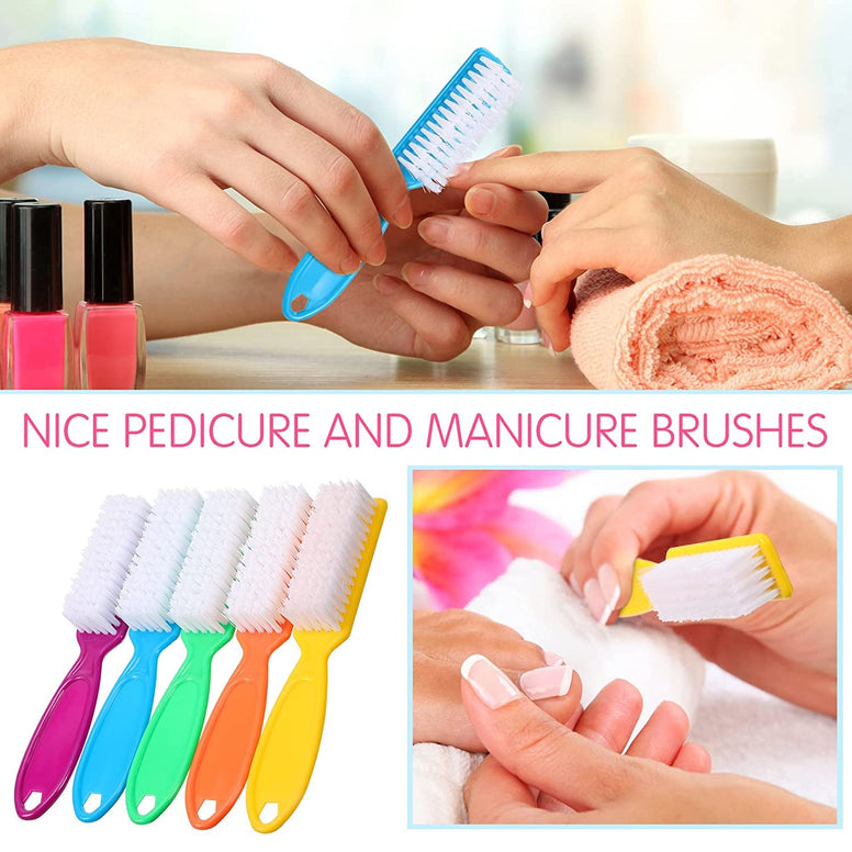 Handle Grip Nail Brush, Hand Fingernail Cleaner Brush Manicure Tools Scrub Cleaning Brushes for Toes and Nailsor Cleaner, Pedicure Scrubbing Tool 6 Pcs Kit (Random Color)