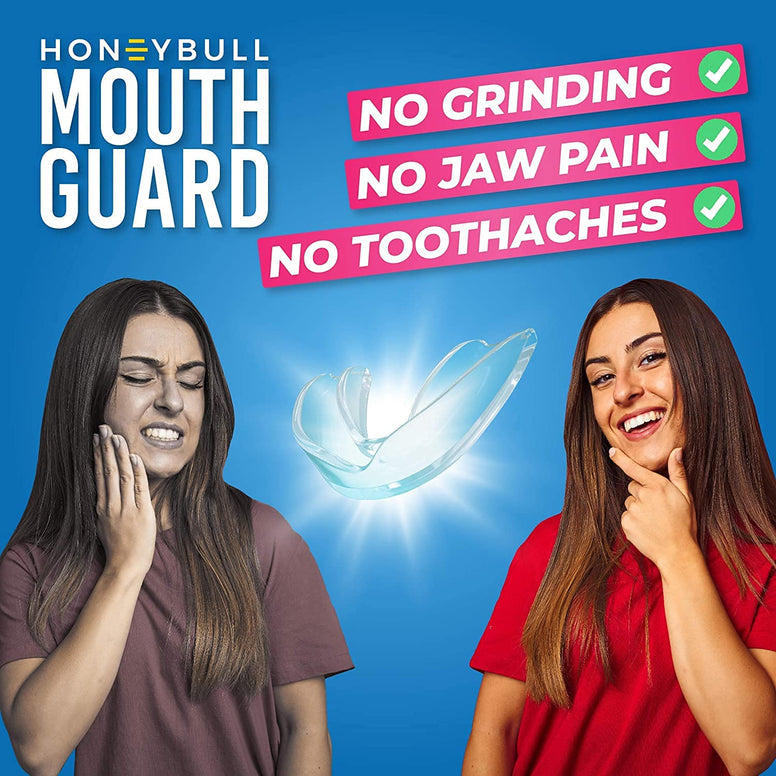 HONEYBULL Mouth Guard for Grinding Teeth [6 Pack] Comes in 2 Sizes for Light and Heavy Grinding | Comfortable Custom Mold for Clenching at Night, Bruxism, Whitening Tray & Guard