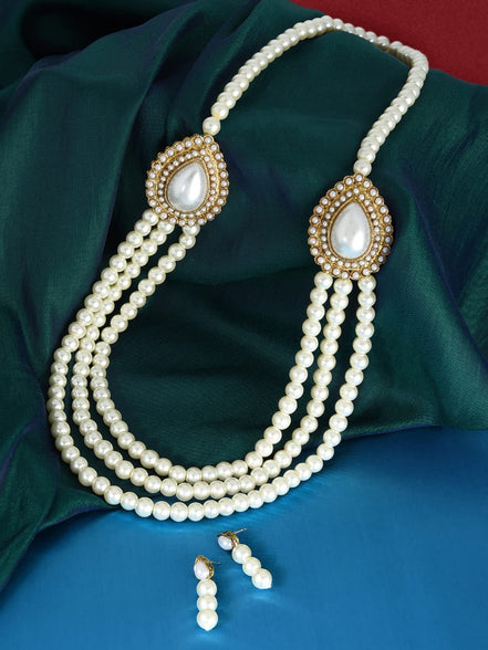 Zaveri Pearls Grand Moti Rani Haar Necklace Set For Women (White) (Zpfk4137)