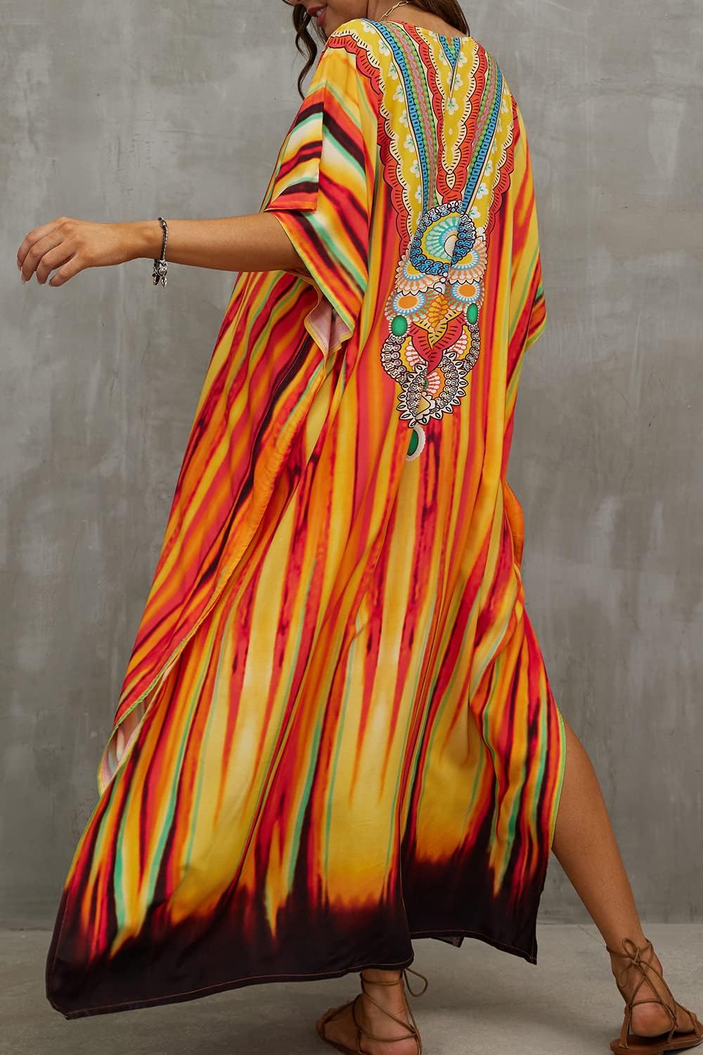 YouKD Wemon's Summer Long Kaftan Bohemian Maxi Kimono Dress Swimsuit Beach Cover Up Robes