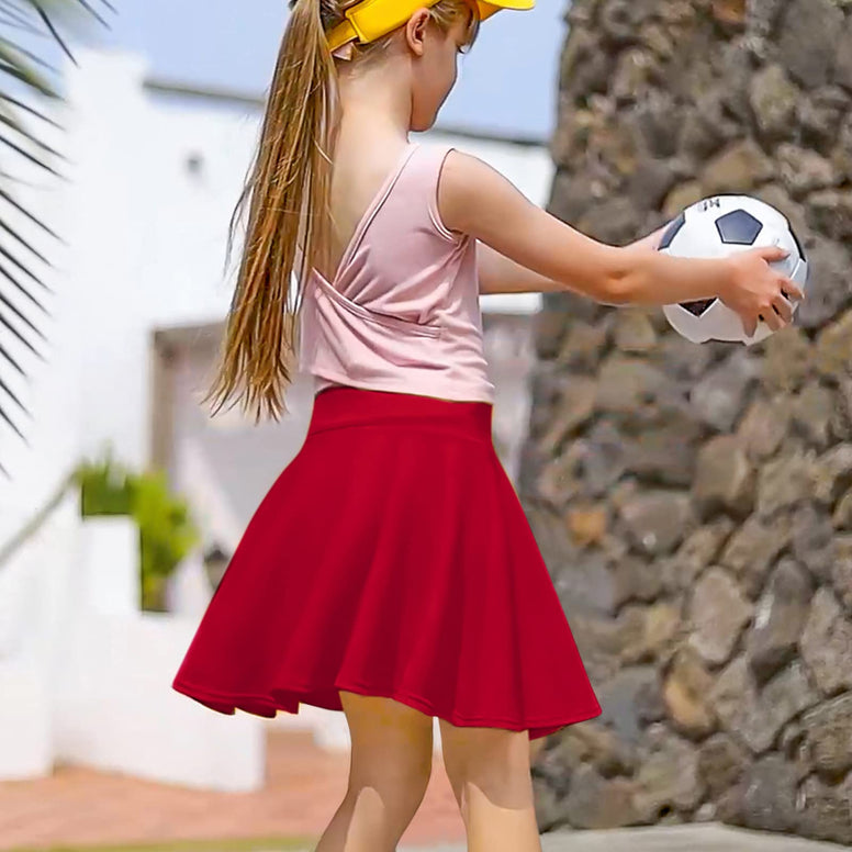 BOOPH Kids Girls Casual Mini Flare Plain Pleated Stretch Waist Skater Skirts 5-6 Years