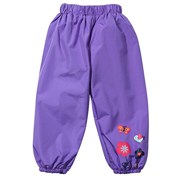 Toddler Waterproof Rain Pants Dirty Proof Windbreak Cute Outwear Pants for Boys and Girls, for 1-2 Y