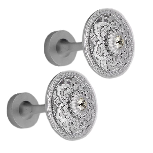 YING CHIC YYC 1Pair Hollow Out Drapery Medallion Holdback Curtain Wall Hook (Silver)