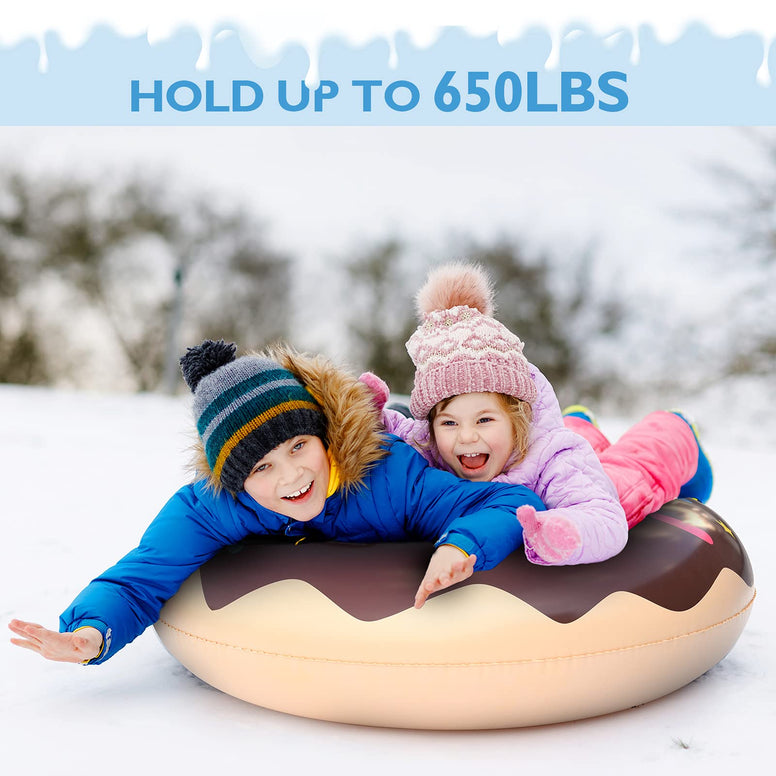 BOWINR Inflatable Winter Snow Tube Sled for Kids and Adults Heavy Duty