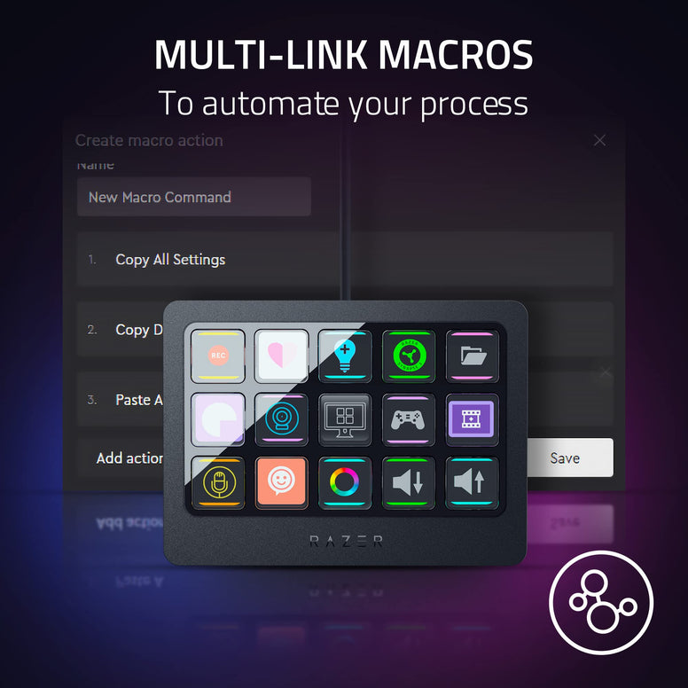 Razer Stream Controller X: All-in-One Keypad for Streaming - 15 Switchblade Buttons - Multi-Link Macros - Swappable Magnetic Faceplate - Designed for PC & Mac Compatibility