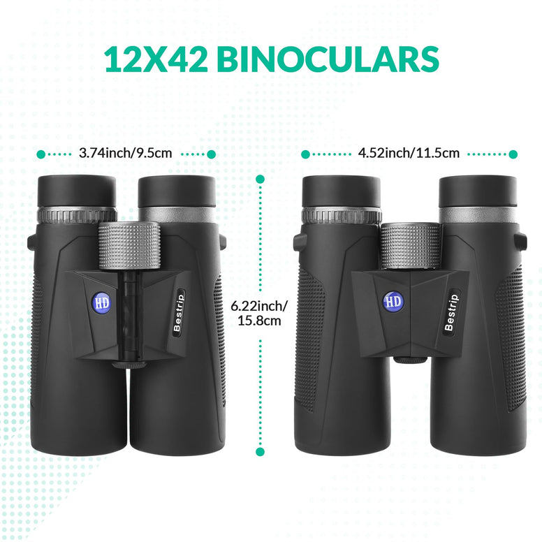 Bestrip 12x42 Binoculars for Adults with Tripod, Compact Waterproof Binoculars for Bird Watching Outdoors Hunting Gifts for Men