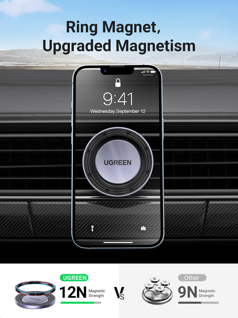UGREEN Magnetic Car Phone Holder, Compatible with Magsafe Car Mount Mobile Holder for Car Air Vent Car Phone Mount Directly Use with iPhone 15/14/13/12 Series Compatible with Galaxy S23 S22 Z Flip 5 4