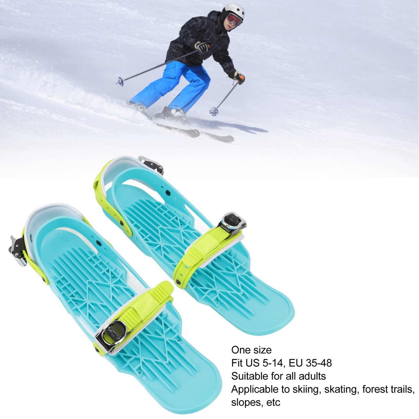 Mini Short Ski Skates for Snow, Outdoor Skiing Short Snowskates Snowblades Skiboards, Adjusable Outdoor Ski Shoes for Winter Shoes, for Winter Sport Skiing Equipment (Adults)