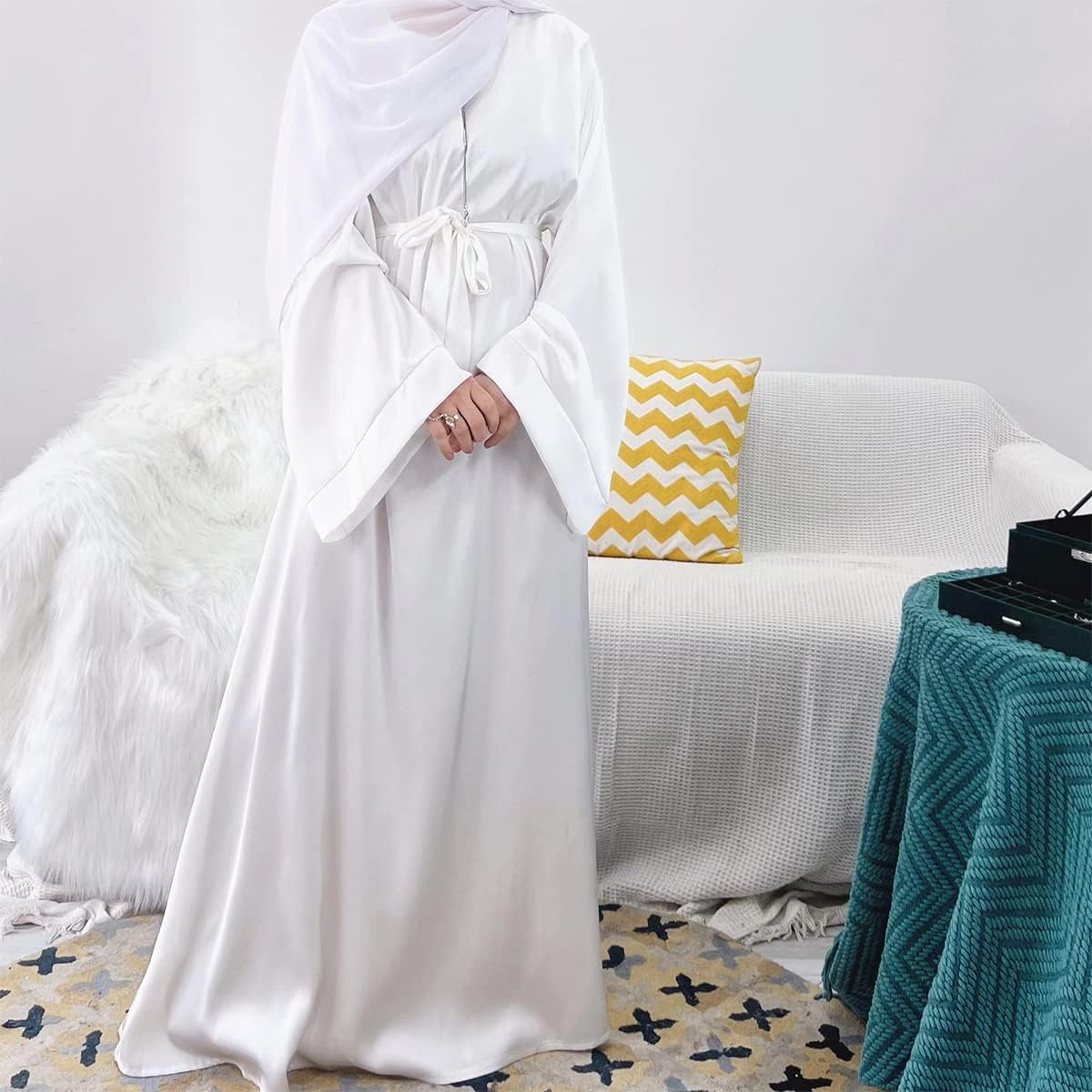 Abayas for Women Muslim Dress, Eid Ramadan Modest Prayer Clothes Islamic Arabic Kaftan Maxi Middle East Robe