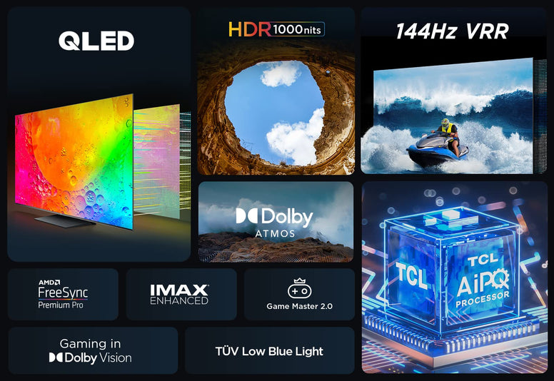 TCL 75 Inch 4K Ultra HD QLED Smart TV, Google TV with Hands-free Voice Control, Game Master 2.0, Dolby Vision IQ-Atmos, HDR 1000 nits, IMAX Enhanced, 144HZ VRR, 2023 Model, 75C745