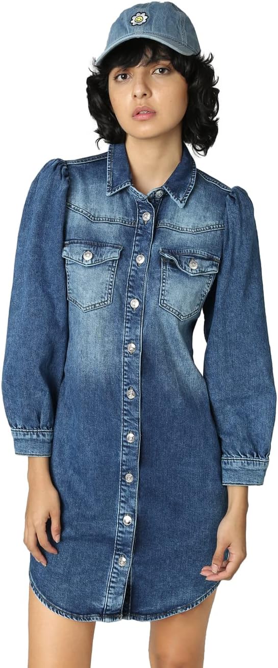 Only Women Dress, Medium Blue Denim, XS