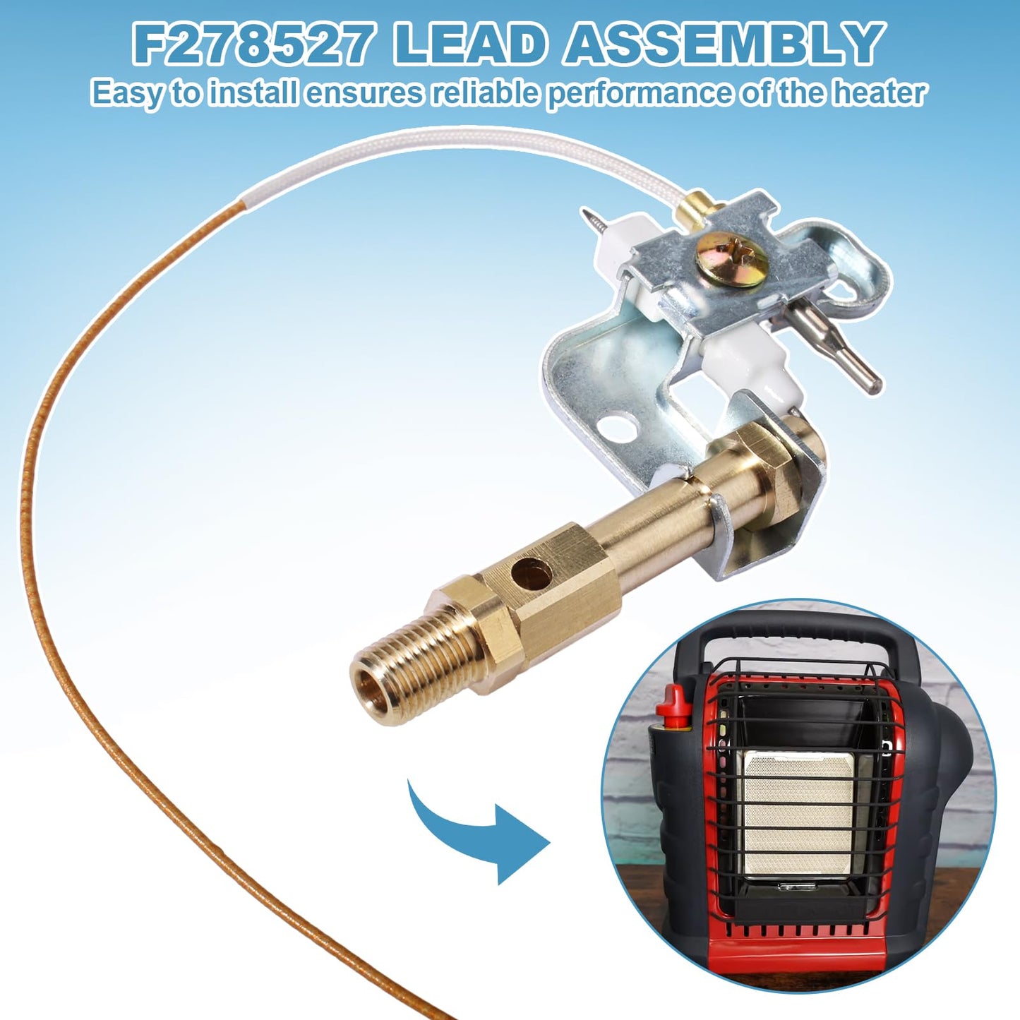 F278527 Pilot Assembly ODS fits for Mr Heater Big Buddy Enerco Heaters MH18B |Portable ODS Replaces 78422 MH9B MH9BX and Dewalt Small Propane Heater Parts