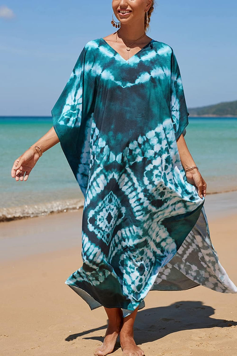 YouKD Summer Long Kaftan Bohemian Loungewear Beach Swimsuit Cover Up Maxi Dress for Women