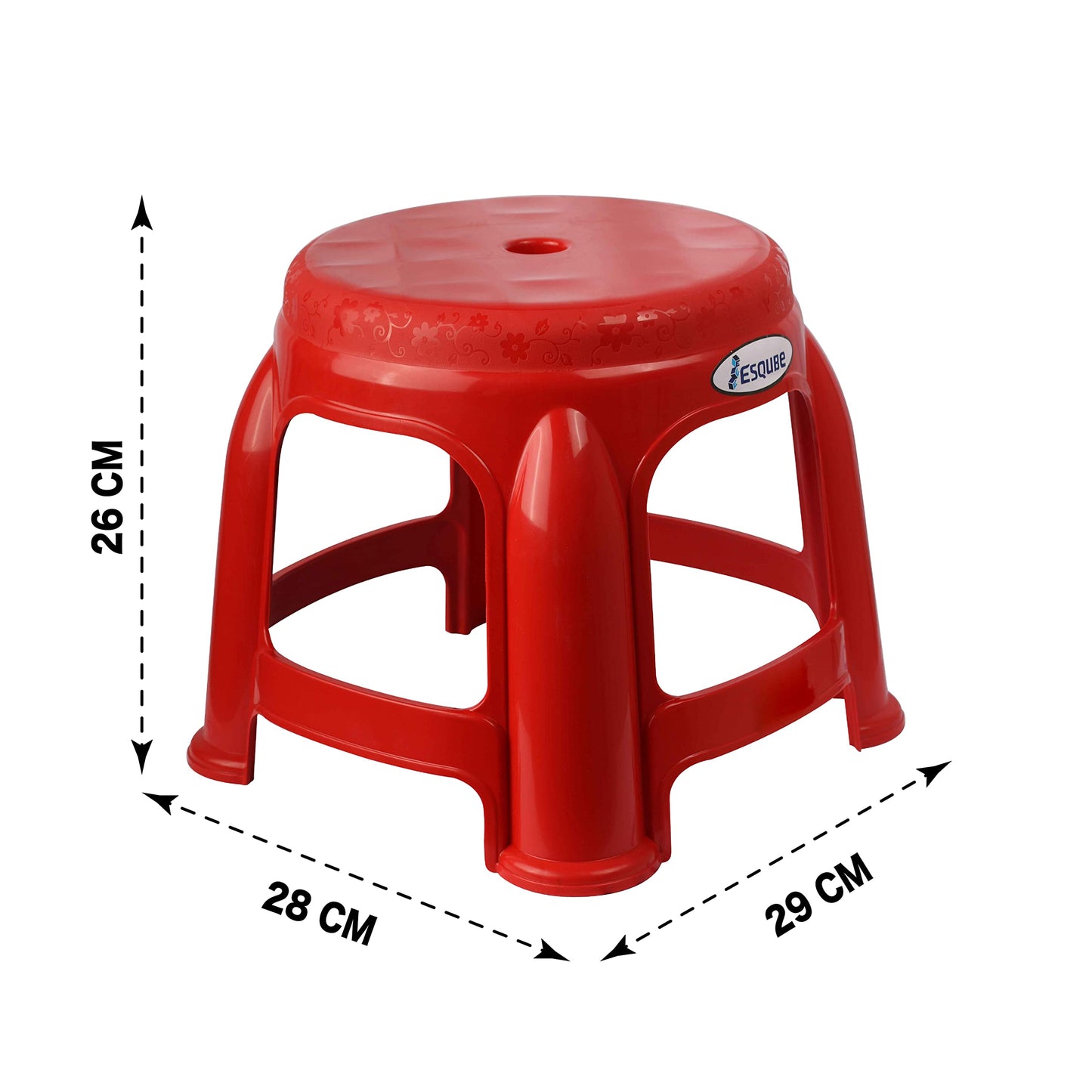ESQUBE® Lilly Plastic Compact Step Stool Red Color