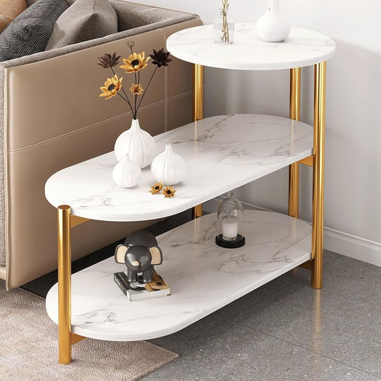 NICPET Sofa Side Cabinet Home Apartment Living Room Table Multi-layer Sofa Coffee Tables Light Luxury Bedside Tables Simple Modern Home Furniture Living Room Small Round Table