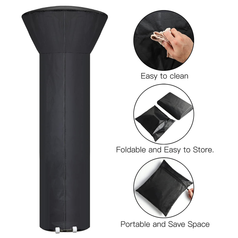 Patio Heater Cover Waterproof with Zipper and Storage Bag, Outdoor Heater Cover Has Dustproof, Wind-Resistant, UV-Resistant, Snow-Resistant Features for Patio Heater, 89”H x 33”D x 19”B