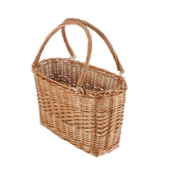 Wicker Picnic Basket with Handle Woven Willow Basket for Eggs Candy Basket Grocery Basket Flower Basket Gift Basket Shopping Bag for Home Outdoor Storage,13x6x8 inches.(Natural)