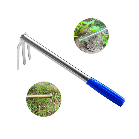XFJTECH Garden Rake Stainless 3 Tines Claw Hand Rake Cultivator Tiller Tool - Perfect in Garden, Yard, Lawn, Vegetable, Farm Cultivating, Weeding, and Mulching