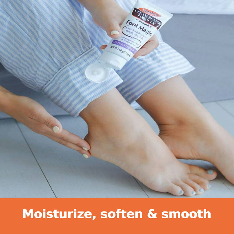 Palmer's Cocoa Butter Formula Foot Magic Moisturizing Cream with Vitamin E -Soothes Sore Tired Feet-Deep Moisturizes Rough & Dry Skin-Improves Textures,Irritation,Scars & Marks-Apply Daily-60gm