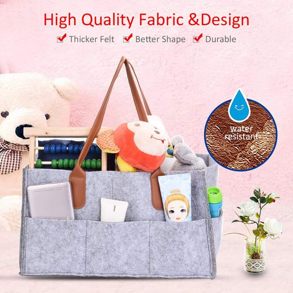 Mumoobear Felt Storage Caddy Baby Diaper Organizer Basket Portable Bin Large Nursery Bag