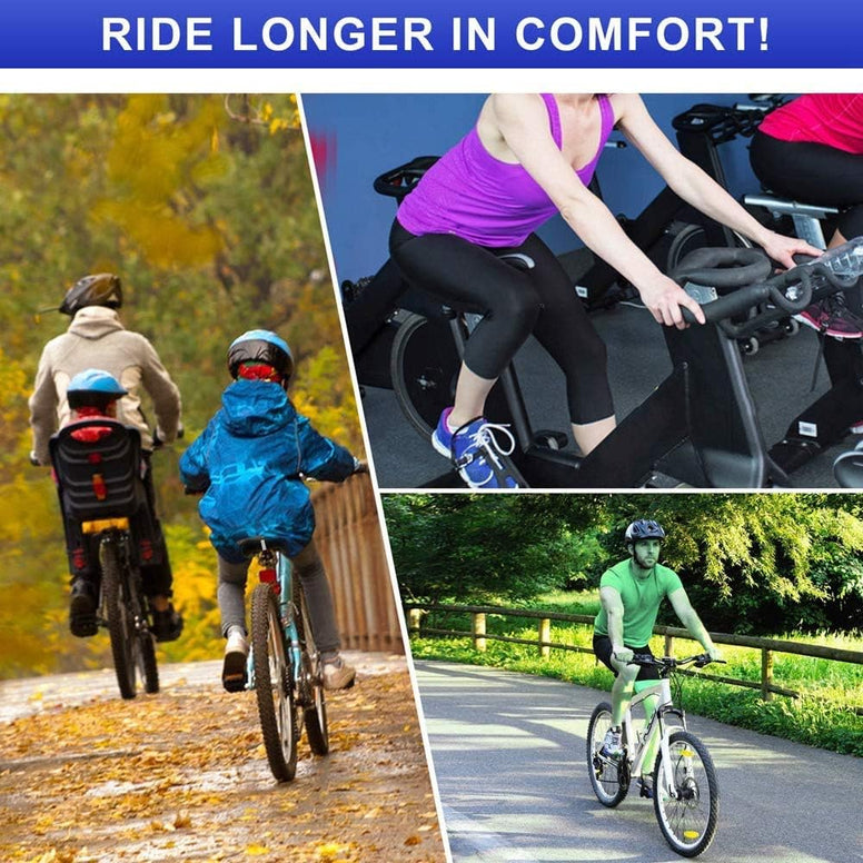 AMERTEER Soft Bike Seat Cover, Large Size Wide Gel Soft Pad Exercise Bike Seat Cushion, Foam Bicycle Seat Cushion with Reflective Strips, Fits Cruiser, Stationary Bikes, Outdoor Indoor Cycling