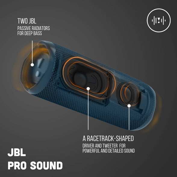 JBL Flip 6 Portable IP67 Waterproof Speaker with Bold JBL Original Pro Sound, 2-Way Speaker, Powerful Sound and Deep Bass, 12 Hours Battery, Safe USB-C Charging Protection - Blue, JBLFLIP6BLU