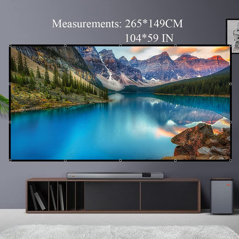 Projector Screen,120 inch 16:9 Foldable Movie Screen for Home, Office, Party, Classroom, Outdoor Indoor Movies.